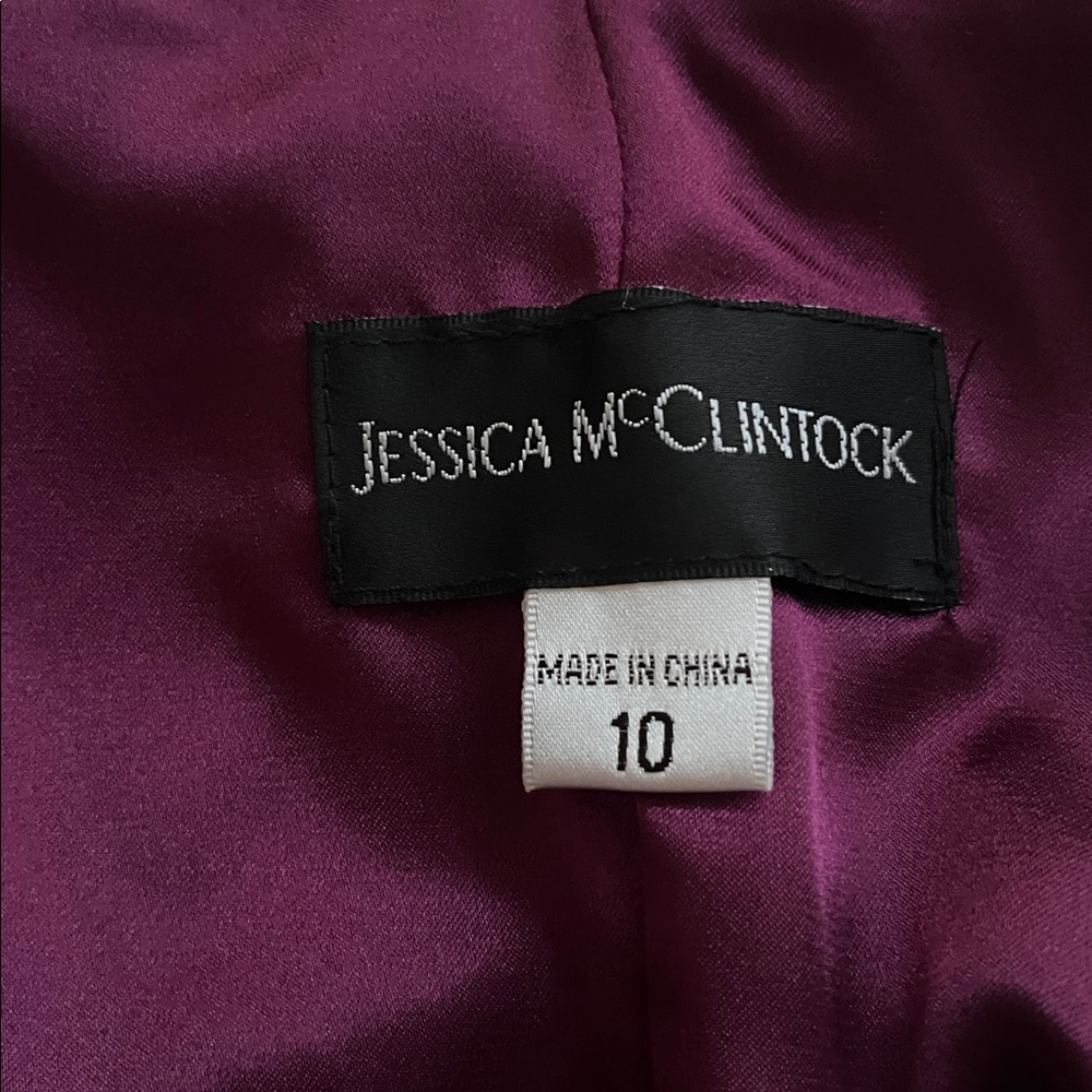 vintage Jessica McClintock dress maxi strapless metallic pleated formal gown - Picture 7 of 8